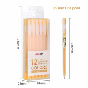 Juego de 12 Bolígrafos Kawaii Azules, Negros y Rojos de 0.5 mm, Bolígrafo de Gel DELI para Diario - Product Image 6