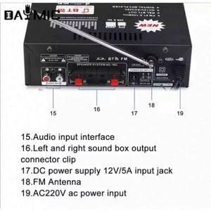 Amplificateur de voiture AOSHEN 12V BT 198B BT5, puissance de crête 300W, amplificateur de voiture 12 volts, amplificateur stéréo de voiture, caisson de basses - Product Image 4