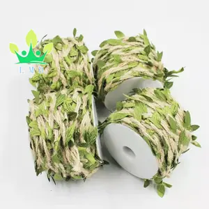 10M Kunstmatige Blad Lint Decoratie Tuinieren Riem Blad Papier Touw Bloem Decoratie Verpakt Vaas Groen Blad Hennep Touw