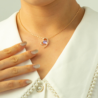 X000672455 XUPING Bijoux Significatif Violet Coeur Cristal Élégant 18K Plaqué Fine Dames Bijoux Colliers