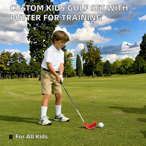 Juego <span class=keywords><strong>de</strong></span> palos <span class=keywords><strong>de</strong></span> golf para niños avanzados, personalizable <span class=keywords><strong>de</strong></span> fábrica, con cabezal <span class=keywords><strong>de</strong></span> plástico portátil y goma forjada, para diestros, que incluye putter para mejorar la destreza. - Product Image 2