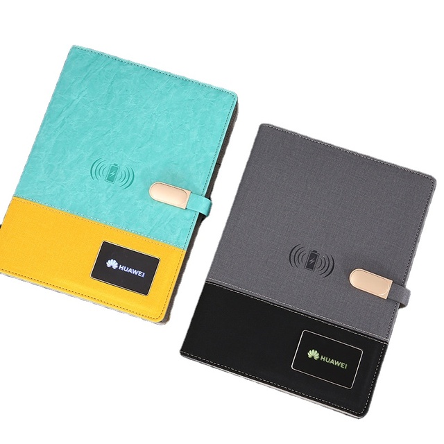Mobile Power Notebook with LED Lights Customized LOGO Wireless Charging Notepad A5 Charging Bank Loose-leaf Notebook