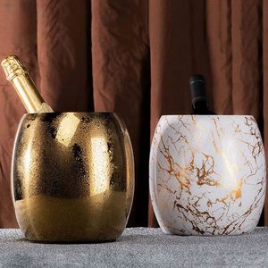Seau à glace de luxe pour hôtel, en acier inoxydable 201 épaissi, 3,6 L, avec finition dorée, blanc et noir, pour champagne et vin rouge - Product Image 2
