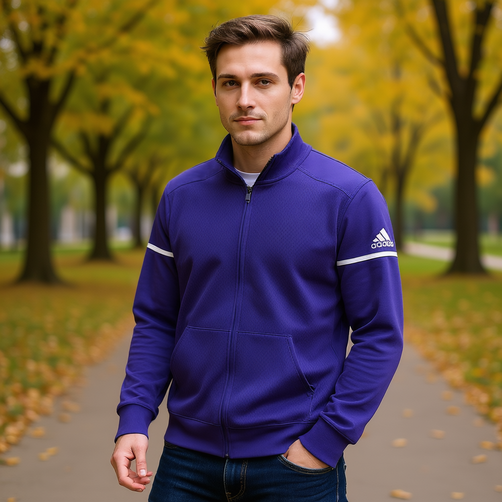 Adidas Men's Reversible Zip-up Jacket Purple White College Style