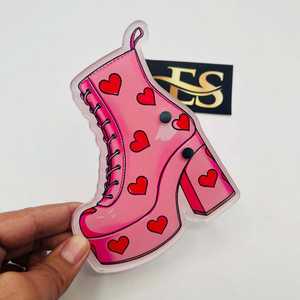 Bottes à lacets roses spéciales Saint-Valentin, tuile à cils personnalisable, nouvelle tuile à cils en acrylique, impression de logo personnalisée, service OEM - Product Image 1