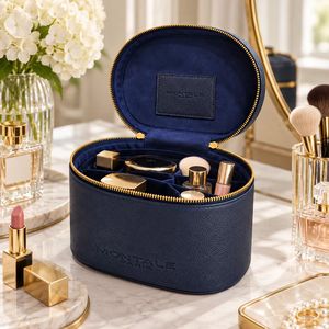 Trousse de Maquillage en PU Grainé à Marque Blanche avec Insert en Feutre Amovible, Étui de Voyage Structuré pour Marques de Beauté OEM ODM - Product Image 1