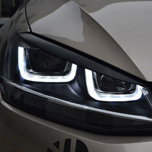 Universal Headlight Eyebrow <b>Sticker</b> For Volkswagen Golf 7 7.5 2013 2019 <b>Piano</b> Black White Carbon Fiber ABS Adhesive Decal - Product Image 1