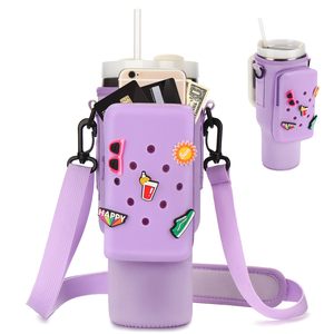 Funda de Neopreno para Botella de Agua Stanley Cup de 40 oz, Bolsa Portabotellas, Bolsillo de Silicona para Teléfono, Bolsa Deportiva - Product Image 1