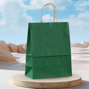 Kraft Paper Bags With Handle Custom Printed Recyclable Paper Shopping Bags For Cake Bread Baking Takeout Paper <b>Packaging</b> - Product Image 5