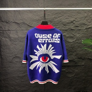 Biểu Tượng Tùy Chỉnh Mùa Hè Retro Thể Thao Mặc Hàng Dệt Kim Ngắn Tay Áo Đan Polo T Áo Sơ Mi Bóng Đá Người Đàn Ông Jacquard Dệt Kim Bóng Đá Jersey Áo Len - Product Image 2