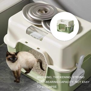 Bac à litière pour chat fermé, nouveau bac à litière pour chat de grande taille, désodorisation et stérilisation, toilette pour chat - Product Image 2