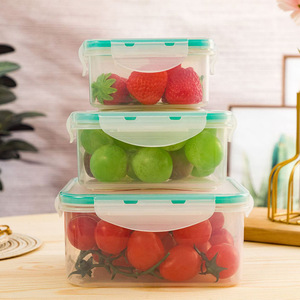 Ensemble de 3 contenants alimentaires carrés en plastique avec couvercles à fermeture à pression pour réfrigérateur - Product Image 3