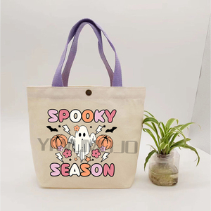 Borsa da donna personalizzata con motivo a tre fantasmi per Halloween, dolcetto o scherzetto senza caramelle, borsa per <span class=keywords><strong>il</strong></span> <span class=keywords><strong>trucco</strong></span> - Product Image 5