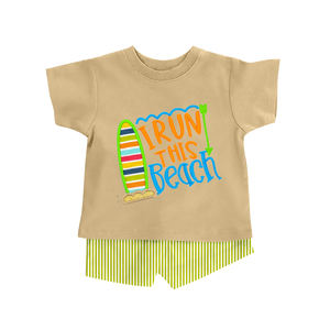 BSSO1918 Ensemble de vêtements personnalisé pour bébé garçon, imprimé chiot bleu, tenues pour enfants, vente en gros, ensemble à manches courtes - Product Image 3