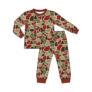 Ensemble de vêtements imprimés camouflage pour bébés garçons, ensemble de pyjama à manches longues marron, rouge et vert - Product Image 2