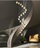 Luminaire suspendu pour escalier duplex, hauteur réglable, long, en acier inoxydable et acrylique, LED, pour escalier d'hôtel