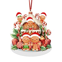 Ornement en résine en forme de bonhomme de pain d'épices, maison en pain d'épices et canne en sucre pour décoration suspendue de sapin de Noël, pour la maison et les fêtes de fin d'année