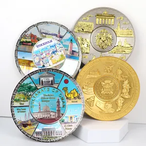 Lámina decorativa para manualidades de recuerdo turístico, placa 3D personalizada de Metal dorado con logotipo personalizado