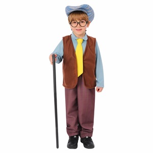 Disfraz de abuela para niños con peluca y bastón para juegos de rol y actuaciones escolares - Product Image 3