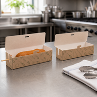Boîtes à hot-dogs pliables en papier kraft robuste, vente en gros, écologiques, résistantes à la graisse, fournisseur de supports jetables pour collations