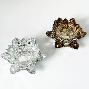 High Quality Gold champagne Silver Coating Crystal <strong>Lotus</strong> <strong>Candle</strong> Tealight <strong>Holder</strong> MH-Z0510 - Product Image 1