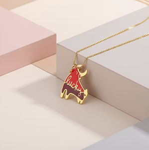 Lucky Calf Enamel Necklace 18K Gold Plated Waterproof Cow Bull <strong>Animal</strong> Pendant Necklace for <strong>Animal</strong> <strong>Lover</strong> - Product Image 4