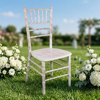 Chaise/tabouret de salle à manger multifonctionnel empilable en bois massif style bambou, blanc délavé, luxe léger et rétro, pour mariages et extérieur