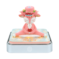 Lampe tactile de bureau Dream Scene, motif Élan méditant, 2027, avec bloc-notes panoramique et bloc-notes en papier découpé motif Cerf rose, pour cadeau de fêtes