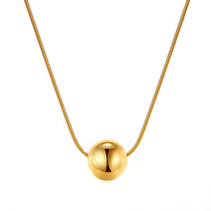 Collier pendentif perle ronde minimaliste PX Offre Spéciale prix direct usine Hip Hop collier à breloques en perles rondes en or poli - Product Image 5
