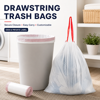Sacs poubelles en gros avec cordon de serrage et fermeture, sacs à déchets ménagers en rouleaux, fabricant d'emballages personnalisés OEM