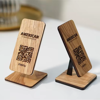 Support de menu en bois personnalisé avec code QR pour activités religieuses, logo gravé, fait main, thème croix naturel et créatif, vente en gros