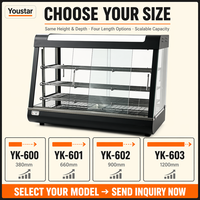Vitrine chauffante commerciale Youstar à 3 niveaux pour la présentation de plats chauds, idéale pour les burgers et poulet frit