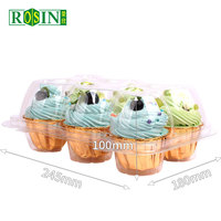 Vente en gros de contenants d'emballage en plastique transparent pour gâteaux, écologiques, 6 cupcakes, dessert, PET PP, coquille de palourde