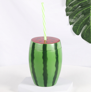 Taza de plástico con forma de sandía con pajita, taza de té de la leche bonita, botella de agua portátil para jugo, botellas recargables de 400ML y 650ML - Product Image 6