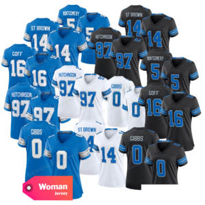 Nuevo Estilo Camiseta Deportiva de Mujer Detroit Camisetas de Fútbol Americano 97 #   Hutchinson 0 # Jahmyr Gibbs 14 # Camiseta de Fútbol Americano Cosida de St. Brown - Product Image 1