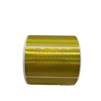 Rouleau d'étiquettes autocollantes holographiques laser or métallisé, écologiques, thermosensibles, imperméables, avec code-barres, pour emballage de luxe