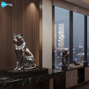 घर की सजावट के लिए आधुनिक दर्पण पॉलिश स्टेनलेस स्टील चीता पशु मूर्तिकला (कस्टम) - Product Image 3
