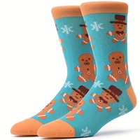 Chaussettes unisexes de Noël fantaisie à motif de bonhomme en pain d'épices, motif de biscuits et de rennes sur toute la surface, chaussettes festives
