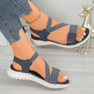 Women Summer Elastic European and American Style Sports Beach <b>Sandals</b> Thick Sole Casual Wedge <b>Sandals</b> - Product Image 1