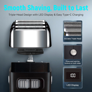 Rechargeable Men's Brushless <b>Shaver</b> Triple Blade Reciprocating <b>Face</b> for Home & Hotel Use Wet/Dry Premium ABS Material & Ergonomi - Product Image 3