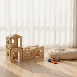 Wooden Rabbit Castle Hideout, Detachable Cedar <strong>Bunny</strong> <strong>House</strong> with Multi-Room, Indoor Small Animal Play Tunnel - Product Image 2