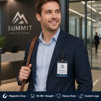 Badge personnalisé en alliage de zinc gravé avec logo et nom, avec support magnétique pour uniformes de personnel
