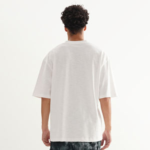 T-shirt à manches courtes à 5 manches de couleur unie T-shirt polyvalent décontracté en coton flammé pour homme - Product Image 3