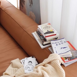 Divano Componibile Moderno Minimalista in Vera Pelle di Vacchetta Primo Strato Color Crema, Set Angolare in Spugna a Blocco Tofu per Uso Domestico - Product Image 2