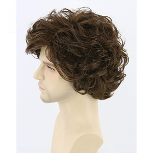 Peluca <span class=keywords><strong>de</strong></span> <span class=keywords><strong>Harry</strong></span> <span class=keywords><strong>Styles</strong></span> marrón europea y americana, pelo corto y rizado, peluca Kanikaron diaria, cubierta <span class=keywords><strong>de</strong></span> cabeza completa para hombres - Product Image 4