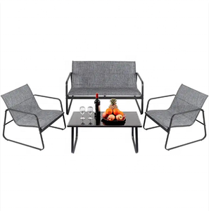 Muebles de Jardin Conjuntos Sofa 4 Plazas Textileno Gris negro Azul moderno patio Garden SOFA set muebles de jardin 4 piezas - Product Image 4
