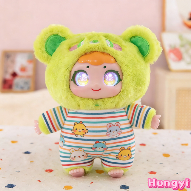 OEM AI Smart Short Plush Bean Bag Voice Dialogue Strawberry Rabbit Elephant Double Eyes Emotion for WIFI Interactive Companion