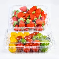 Contenant en plastique rectangulaire jetable de 1 lb pour fruits, type clamshell, avec trous d'aération, pour emballage de fraises - Vente chaude