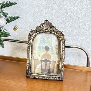 Cadre photo vintage en résine dorée sculptée en forme d'arche, 6 "7" 8 ", cadeaux, décoration de la maison - Product Image 5