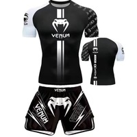 Ensemble d'entraînement Sanda UFC pour hommes, haut de compression à séchage rapide, T-shirt à manches courtes Muay Thai/MMA, short, équipement de combat pour la salle de sport